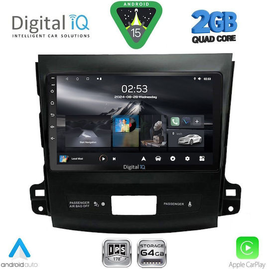 Digital IQ Ηχοσύστημα Αυτοκινήτου για Peugeot 4007 Mitsubishi Outlander Citroen C-Crosser 2006-2012 (Bluetooth/USB/WiFi/GPS/Apple-Carplay/Android-Auto) με Οθόνη Αφής 9"