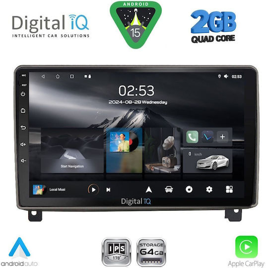 Digital IQ Ηχοσύστημα Αυτοκινήτου για Peugeot 407 2004-2011 (Bluetooth/USB/WiFi/GPS/Apple-Carplay/Android-Auto) με Οθόνη Αφής 9"