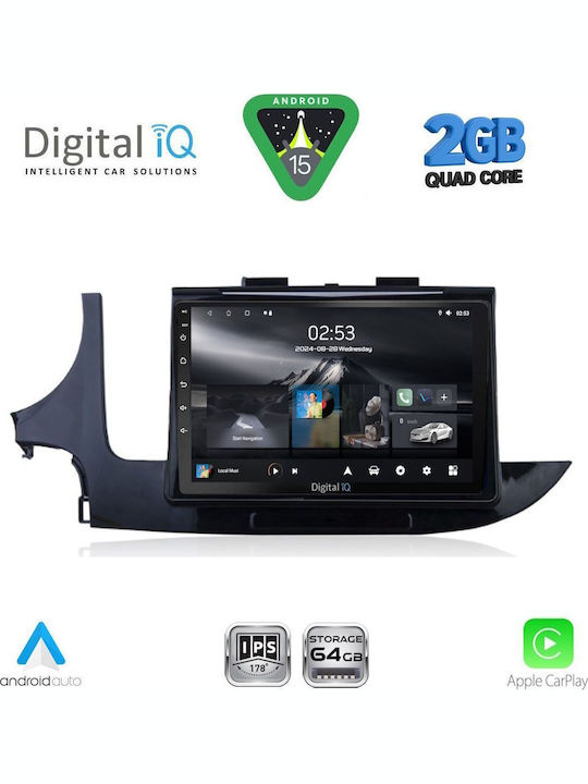 Digital IQ Car Audio System for Opel Mokka 2016-2021 (Bluetooth/USB/WiFi/GPS/Apple-Carplay/Android-Auto) with Touch Screen 9"