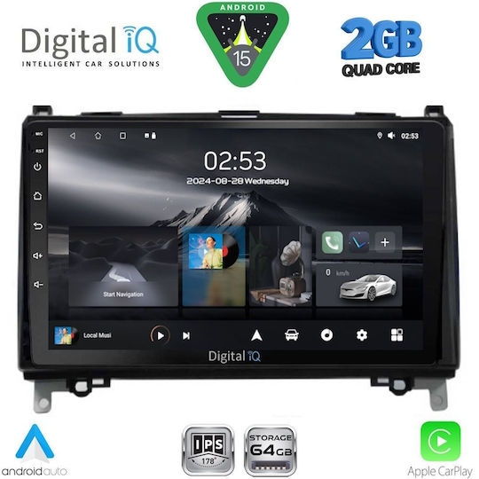 Digital IQ Car Audio System for Mercedes-Benz B Class / Sprinter / Vito 2007 (Bluetooth/USB/WiFi/GPS/Apple-Carplay/Android-Auto) with Touch Screen 9"
