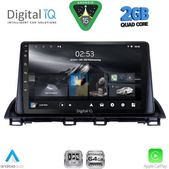 Digital IQ Car Audio System for Mazda 3 2014-2019 (Bluetooth/USB/WiFi/GPS/Apple-Carplay/Android-Auto) with Touch Screen 9"