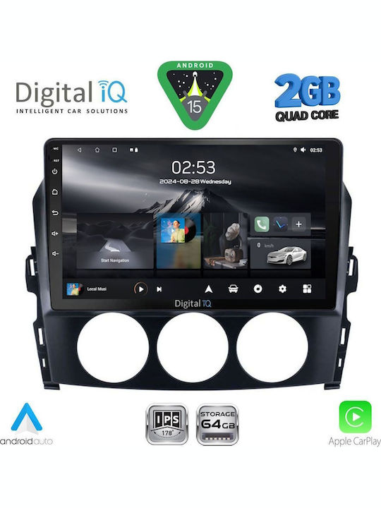 Digital IQ Car Audio System for Mazda MX-5 2005-2015 (Bluetooth/USB/WiFi/GPS/Apple-Carplay/Android-Auto) with Touch Screen 9"