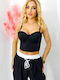 Bluza Damă Corset Cu Dungi Neagră