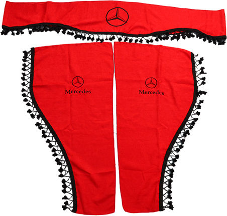 Mercedes Kurbtinen Set 3-teilig Rote Gestickte Logo