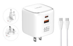 Ldnio Αντάπτορας 65W με Καλώδιο USB-C - USB-C