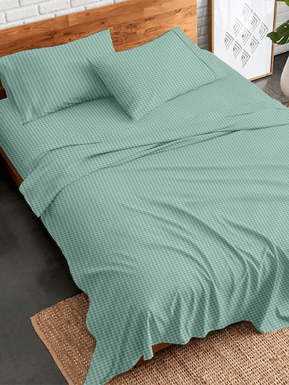Palatex Сет Чаршафи Фланелени с Ластик 200x260см. Stepp Aqua 4бр