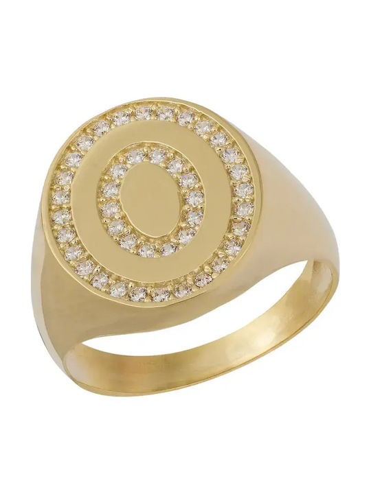 Femeie Chevalier Inel cu Zirconiu din Aur 14K