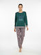 Lydia Creations Winter Women's Cotton Pajama Set Green