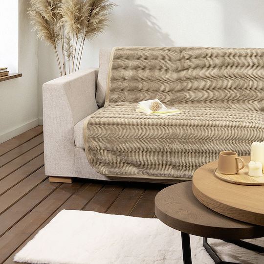 Nima Lunetta Ριχτάρι Τριθέσιου Καναπέ Γούνινο 180x300εκ. Beige 35446