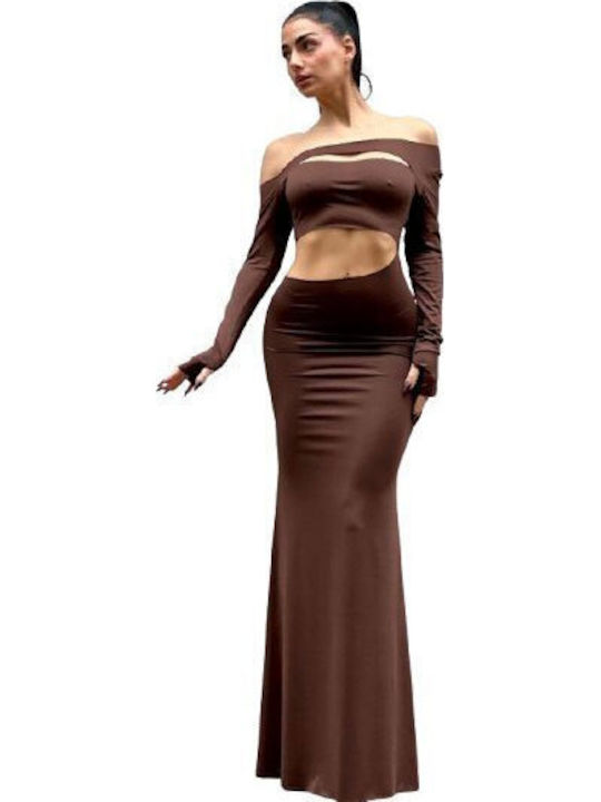 Maxi Evening Dress Brown