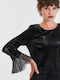 Mini Abendkleid Samt mit Tüll Schwarz