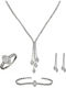 Set mit Halskette , Ohrringe & Ring aus Silber mit Steinen