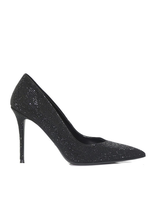 Synthetic Leather Pointed Toe Stiletto Black High Heels