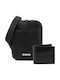 Leder Herrentasche Schulter / Crossbody Schwarz