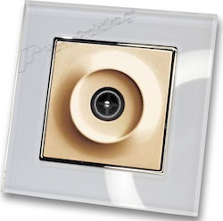 TV Terminal Socket Gold Matte White Glass Frame...