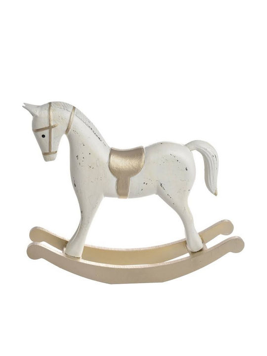Kippendes Keramikpferd Weiß-Gold 6 5cmy22cm