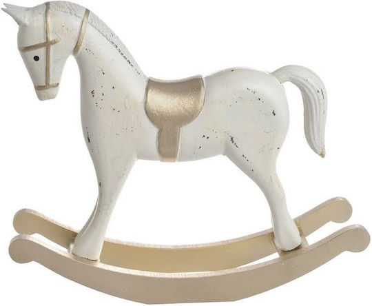 Kippendes Keramikpferd Weiß-Gold 6 5cmy22cm