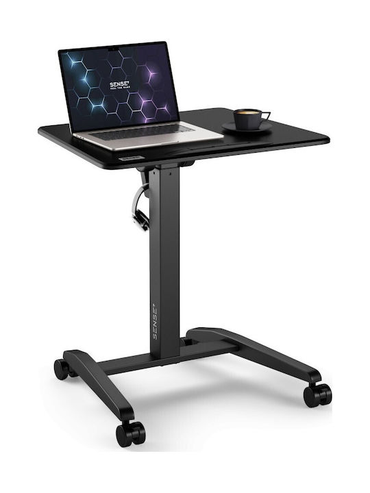 Desk Wooden Black with Metal Legs & Adjustable Height 70x52cm