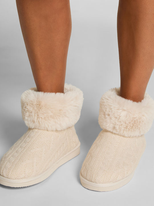 Geschlossene Damen Hausschuhe Beige