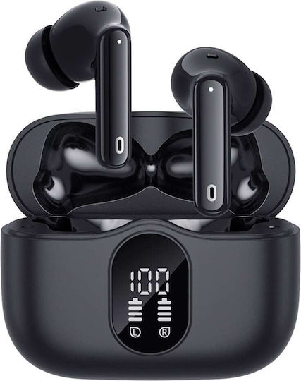 Techsuit WaveBeat 100 In-ear Bluetooth Handsfree Ακουστικά με Θήκη Φόρτισης Μαύρα