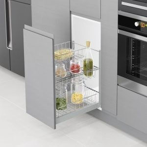 Starax Three-Tier Bottle Rack 3 Baskets K400mm Chrome