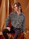 Celestino Γυναικεία Ζακέτα Bomber Βελούδινη Παγιέτες Loose Fit Ασημί