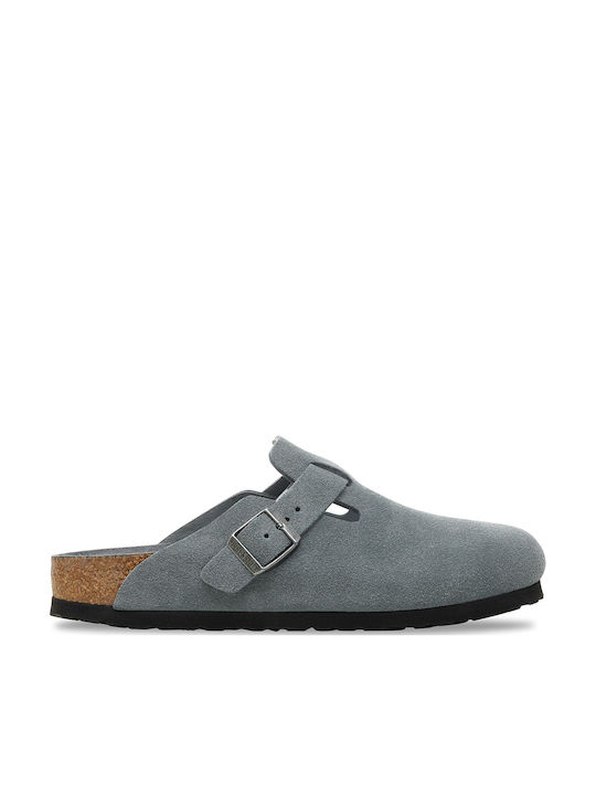 Birkenstock Boston Men's Leather Clogs Gray