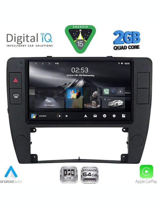Digital IQ Car Audio System for Volkswagen Passat 2000-2005 (Bluetooth/USB/WiFi/GPS/Apple-Carplay/Android-Auto) with Touch Screen 9"