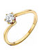 Vogue Single Stone Ring From Gold Plated Silver With Zircon