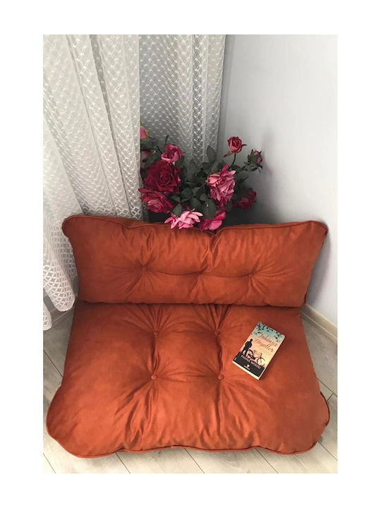 Set Of Floor Cushions Honeycomb Pattern Orange ...