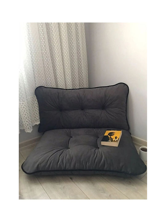 Set of Floor Cushions Honeycomb Design Anthracite 70x95cm