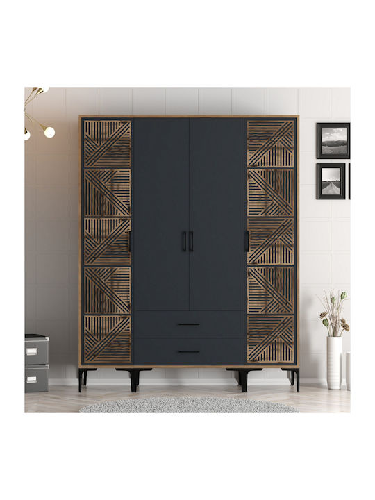 Wardrobe Four Door Ptp Lidya Anthracite 160x47x...