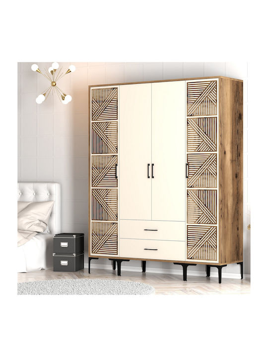 Wardrobe Four Door Ptp Lidya Beige 160x47x201cm