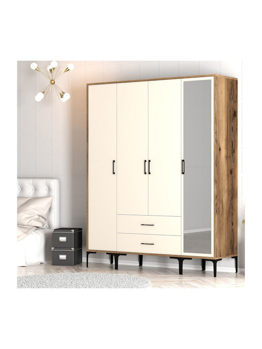 Dulap Patru Uși Str Lidya Crem 160x47x201cm