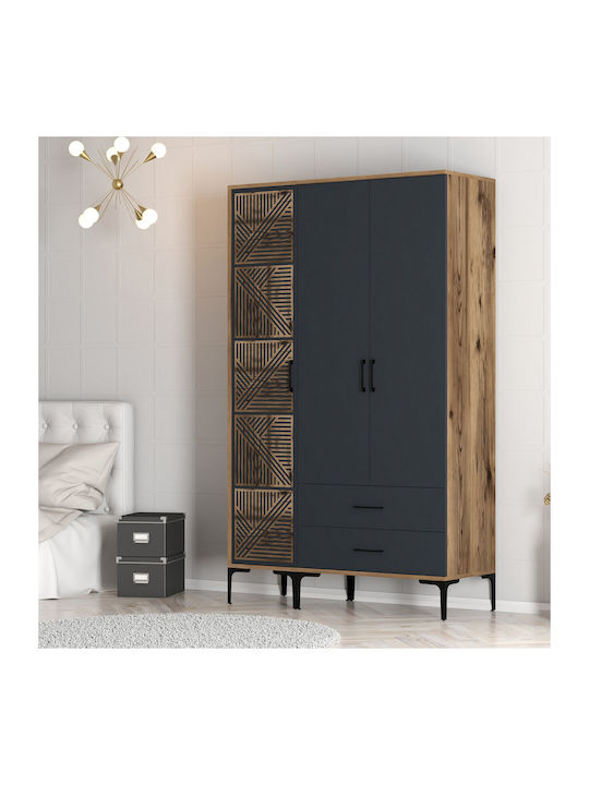 Wardrobe Three Doors Walnut Anthracite 120x47x2...