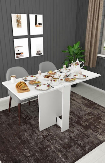 Πτυσσόμενο Τραπέζι Κουζίνας Mdf Λευκό 133x75x75cm
