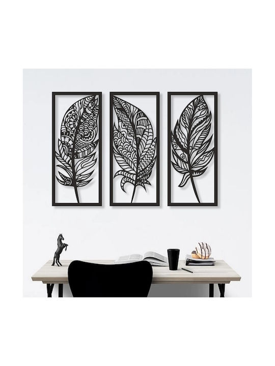 Wooden Wall Decor Table Feathers 3 Pieces Vegge...
