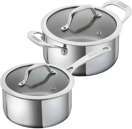 Kuhn Rikon Allround Pots Set of Stainless Steel with No Coating 2pcs