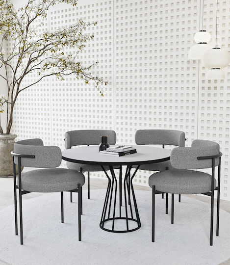 Masă Rotundă De Dining Cu Bază Elegantă Albă 90x70cm