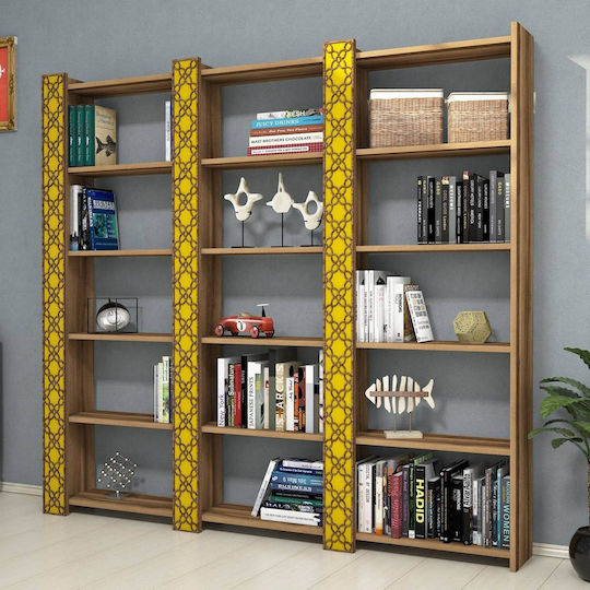 Luxus Dreifache Wandbibliothek Elegante Regale Gelb 184x24x170cm