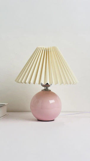 Moderner Tischlampen Crem Regenschirm Rosa Basis 29cm