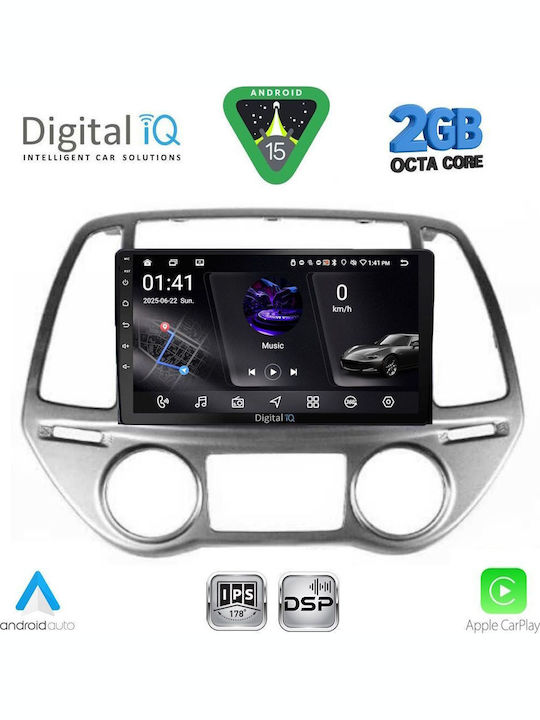 Digital IQ Auto-Audiosystem für Hyundai i20 2008-2012 mit A/C (Bluetooth/USB/WiFi/GPS/Apple-Carplay/Android-Auto) mit Touchscreen 9" DIGITAL IQ RSF 4227_CPA
