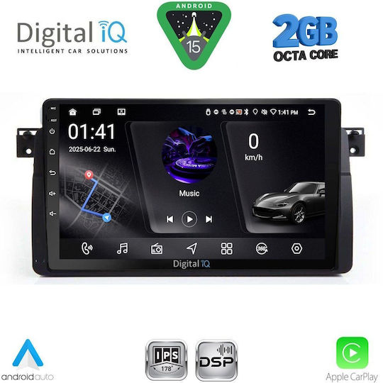 Digital IQ Car Audio System for BMW E46 1998-2005 (Bluetooth/USB/WiFi/GPS/Apple-Carplay/Android-Auto) with Touch Screen 9"