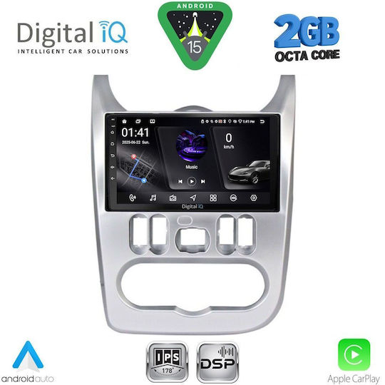 Digital IQ Car Audio System for Renault Logan Dacia Duster / Logan / Sandero 2006-2012 (Bluetooth/USB/WiFi/GPS/Apple-Carplay/Android-Auto) with Touch Screen 9"