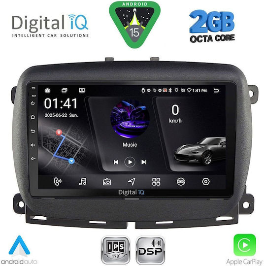 Digital IQ Ηχοσύστημα Αυτοκινήτου για Fiat 500 2016 (Bluetooth/USB/WiFi/GPS/Apple-Carplay/Android-Auto) με Οθόνη Αφής 9"