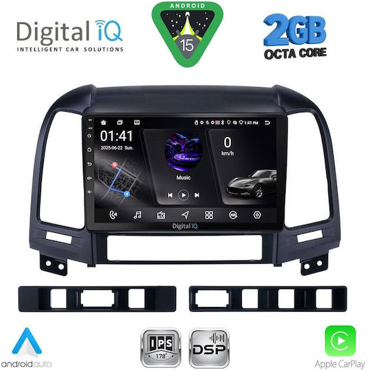 Digital IQ Car Audio System for Hyundai Santa Fe 2005-2013 (Bluetooth/USB/WiFi/GPS/Apple-Carplay/Android-Auto) with Touch Screen 9"