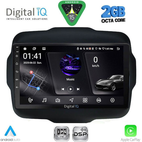 Digital IQ Car Audio System for Jeep Renegade 2014 (Bluetooth/USB/WiFi/GPS/Apple-Carplay/Android-Auto) with Touch Screen 9"