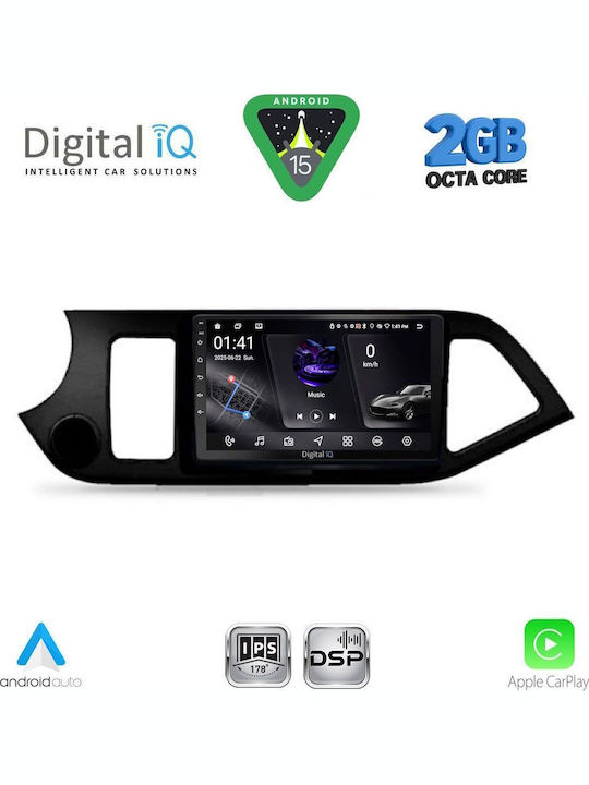 Digital IQ Car Audio System for Kia Picanto 2011-2017 (Bluetooth/USB/WiFi/GPS/Apple-Carplay/Android-Auto) with Touch Screen 9"