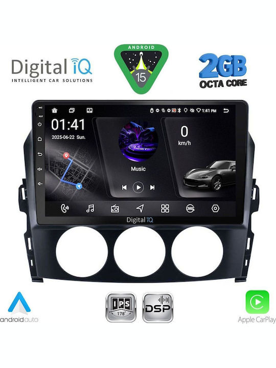 Digital IQ Car Audio System for Mazda MX-5 2005-2015 (Bluetooth/USB/WiFi/GPS/Apple-Carplay/Android-Auto) with Touch Screen 9"