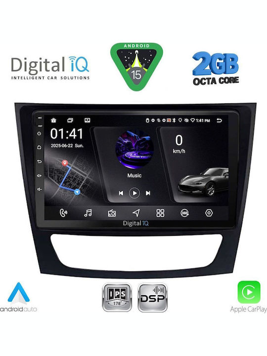 Digital IQ Auto-Audiosystem für Mercedes-Benz E Klasse / CLS Klasse 2003-2009 (Bluetooth/USB/WiFi/GPS/Apple-Carplay/Android-Auto) mit Touchscreen 9"